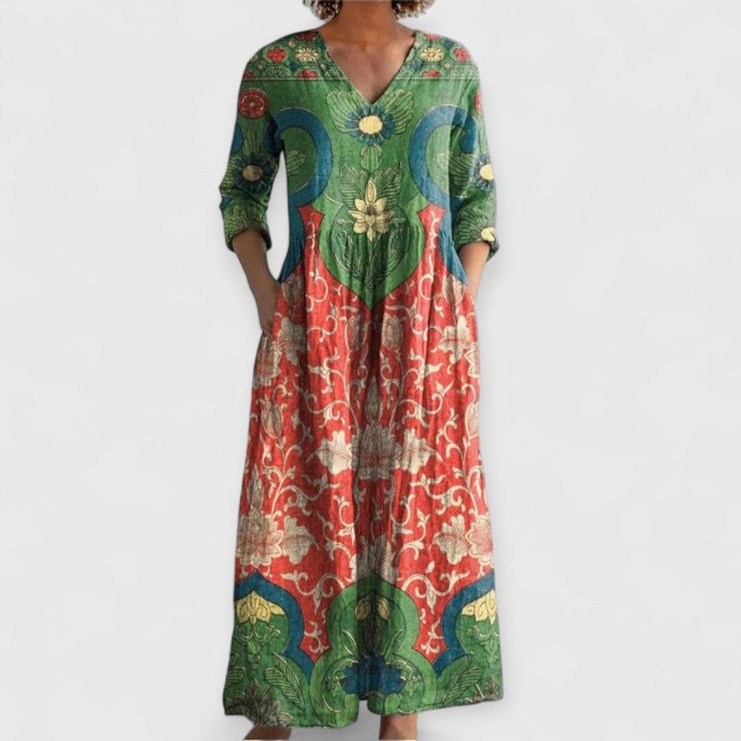 Celestine | Maxi Kleid Vintage Blumenmuster