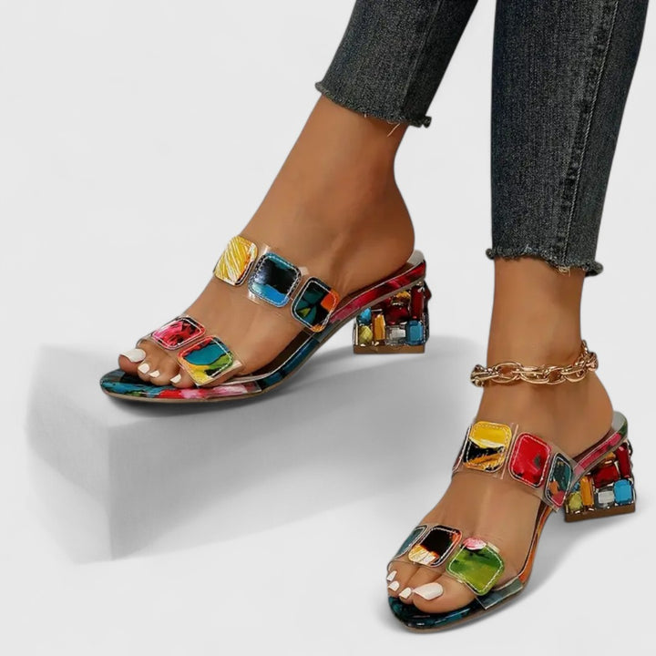 Donna | Bunte Doppelschnallen-Sandalen