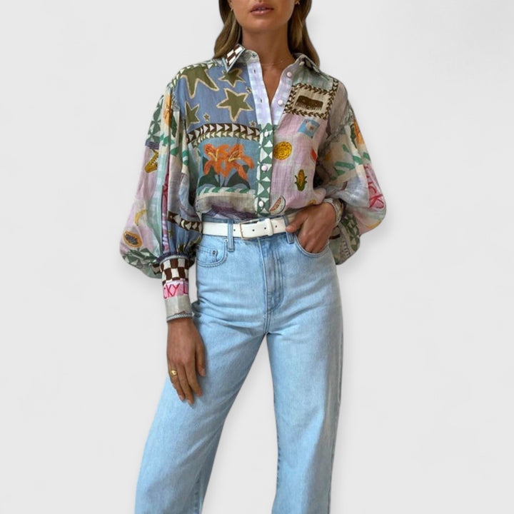 Clara | Nostalgisches Shirt mit Blouson-Ärmeln