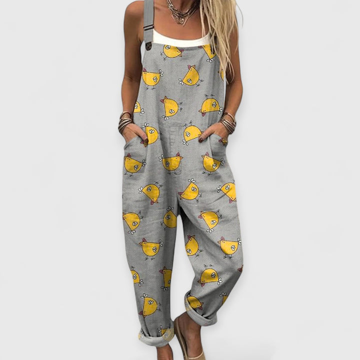 Althea | Damen Vintage Weitbeiniger Jumpsuit