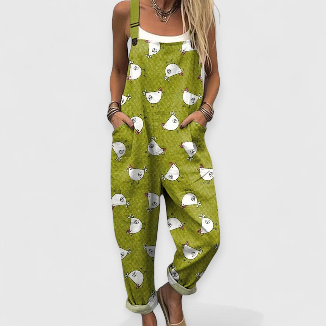 Althea | Damen Vintage Weitbeiniger Jumpsuit