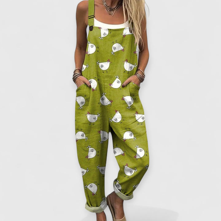 Althea | Damen Vintage Weitbeiniger Jumpsuit