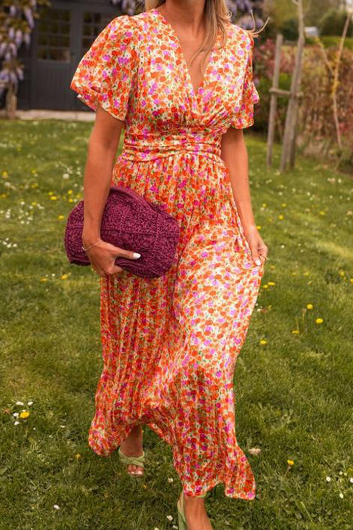 Mariella | Langes Kleid mit Blumenmuster