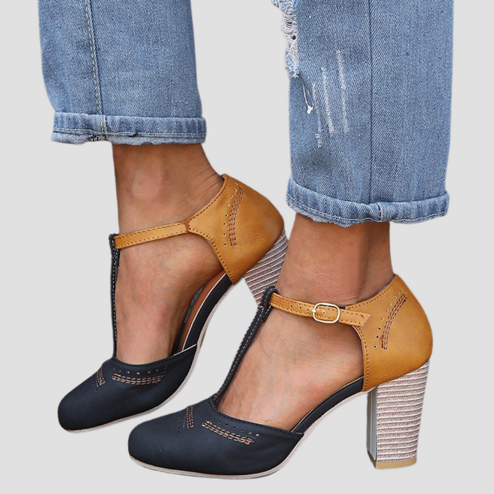 Nadia | Orthopädische Vintage-Heels mit Kontrastdesign