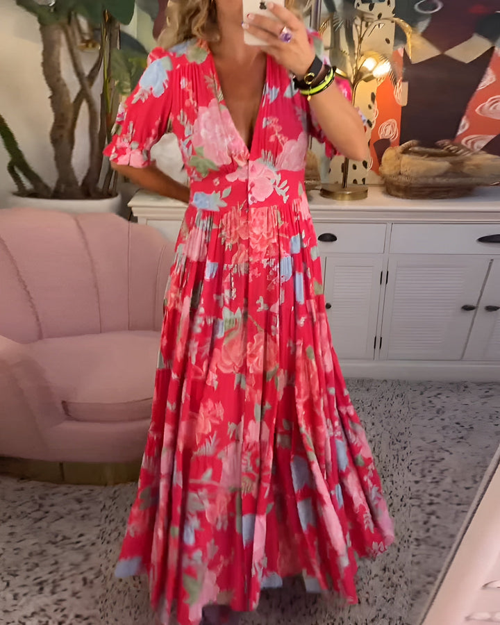 Caterina | Langes Kleid mit Blumenmuster