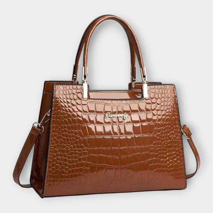 Myra | Glänzendes Krokodilledermuster Handtasche