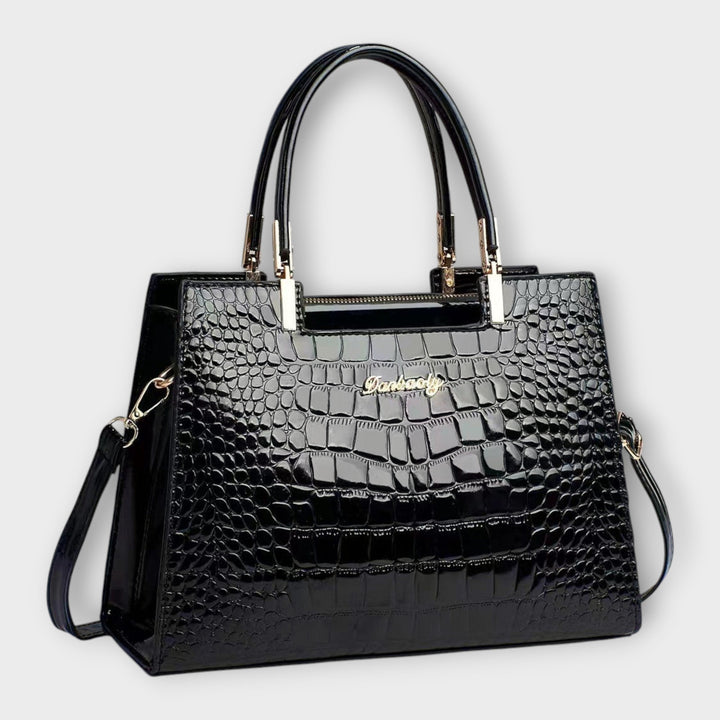 Myra | Glänzendes Krokodilledermuster Handtasche