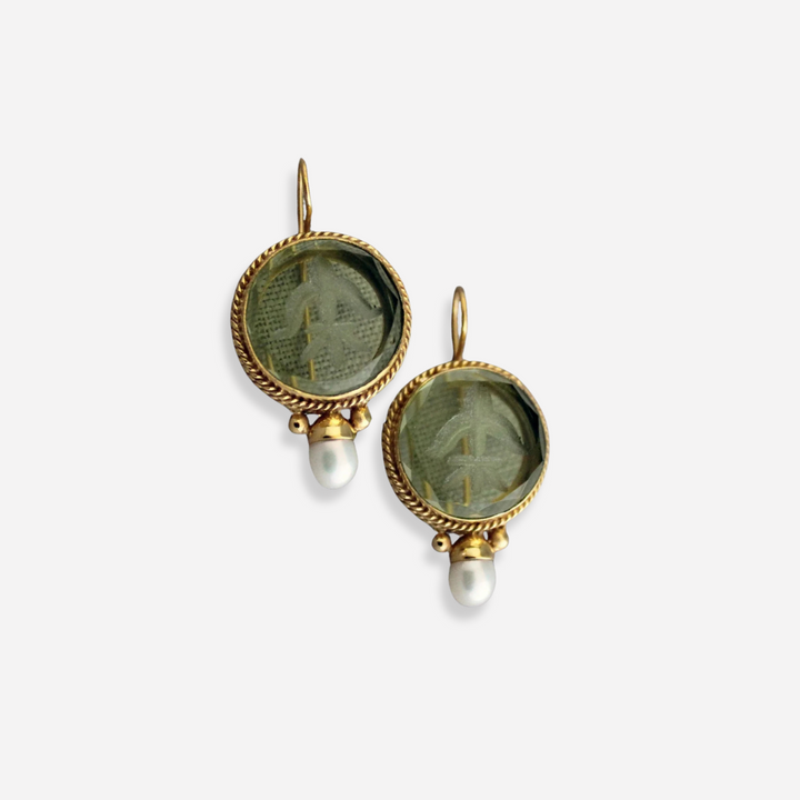 Amélie | Vintage-Ohrringe mit Stein und Perle