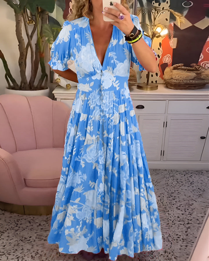 Caterina | Langes Kleid mit Blumenmuster