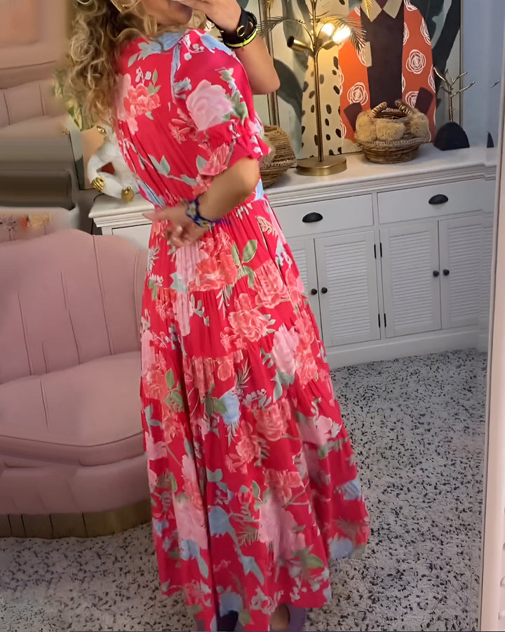 Caterina | Langes Kleid mit Blumenmuster
