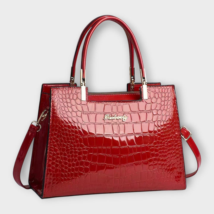 Myra | Glänzendes Krokodilledermuster Handtasche