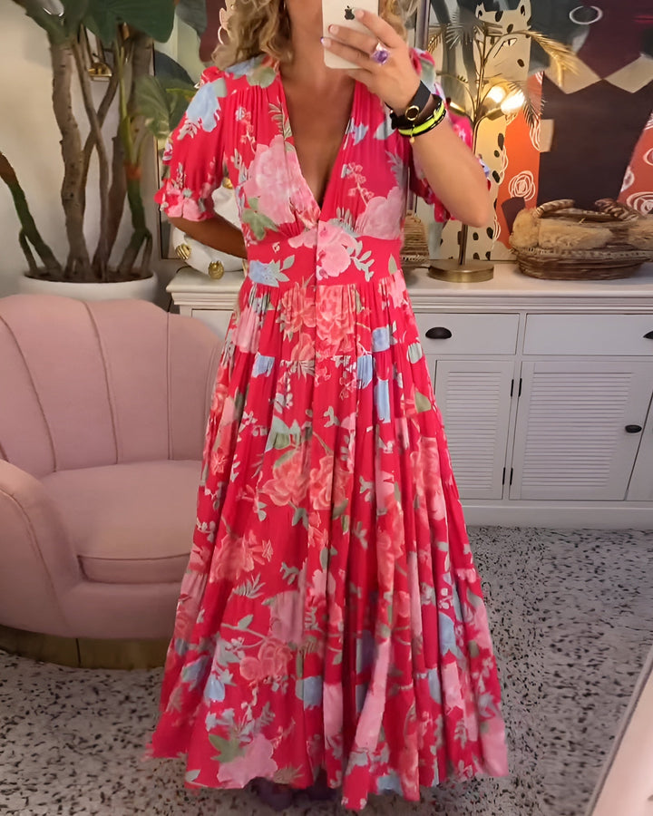 Caterina | Langes Kleid mit Blumenmuster