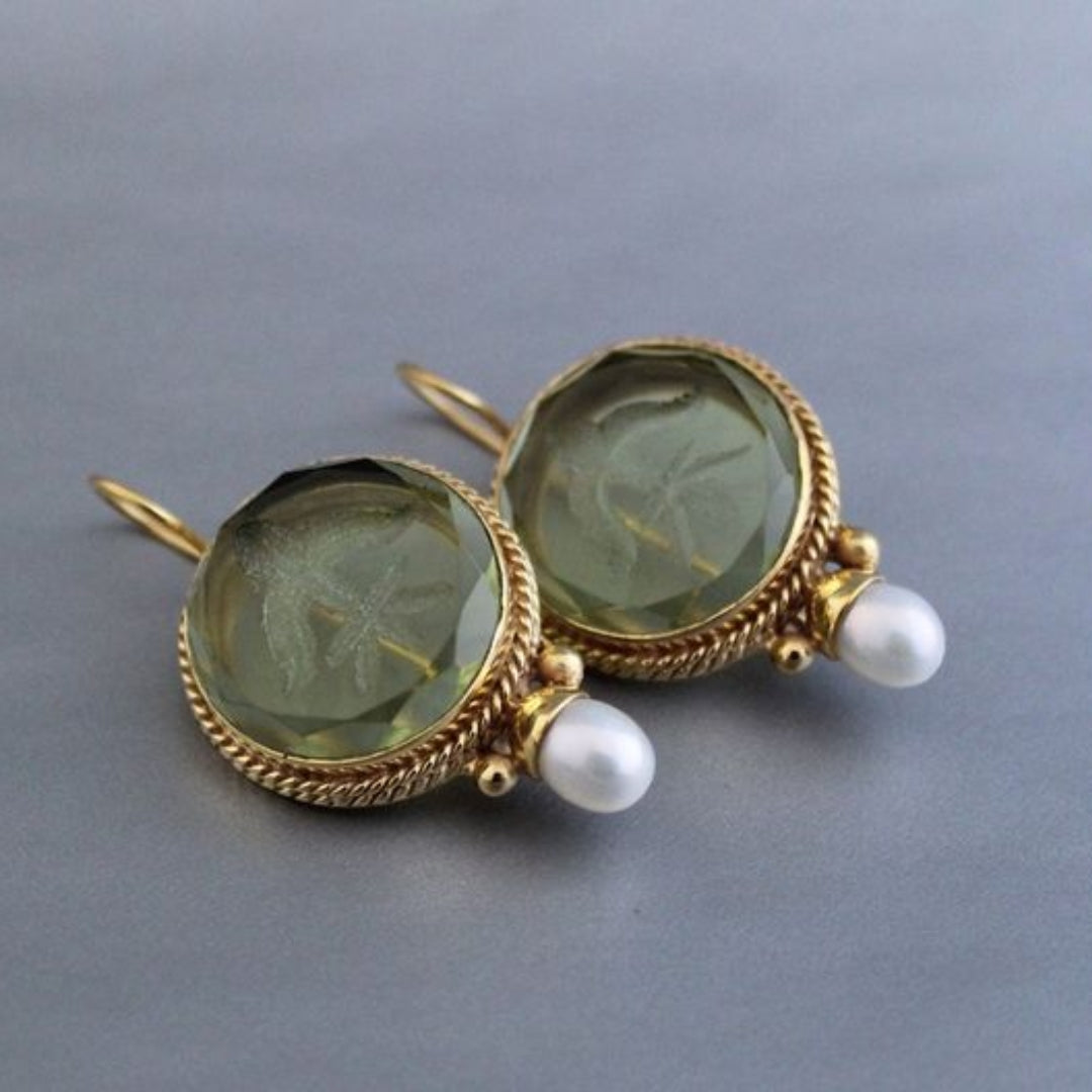 Amélie | Vintage-Ohrringe mit Stein und Perle