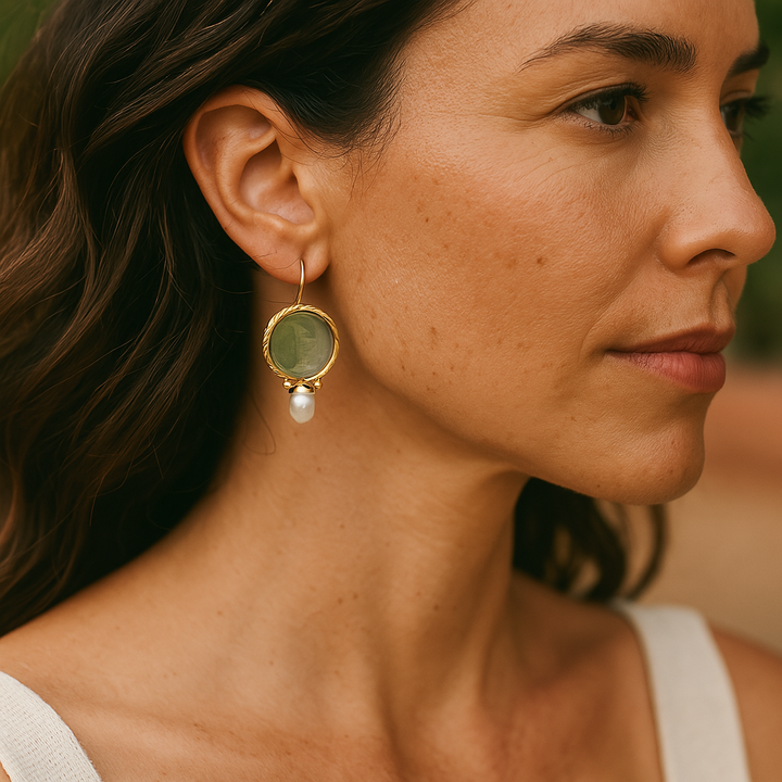 Amélie | Vintage-Ohrringe mit Stein und Perle