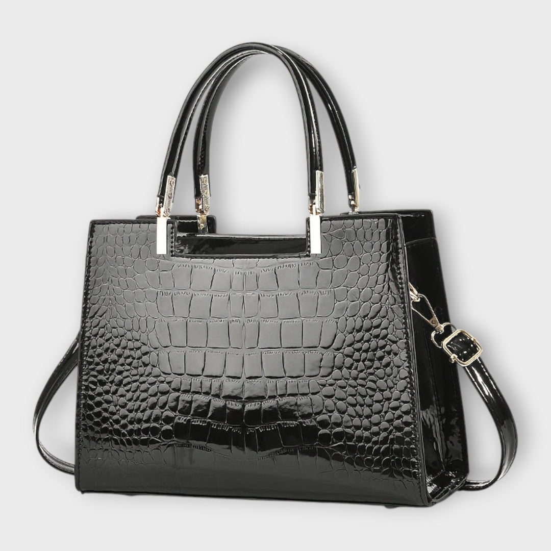 Myra | Glänzendes Krokodilledermuster Handtasche