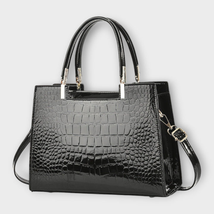 Myra | Glänzendes Krokodilledermuster Handtasche