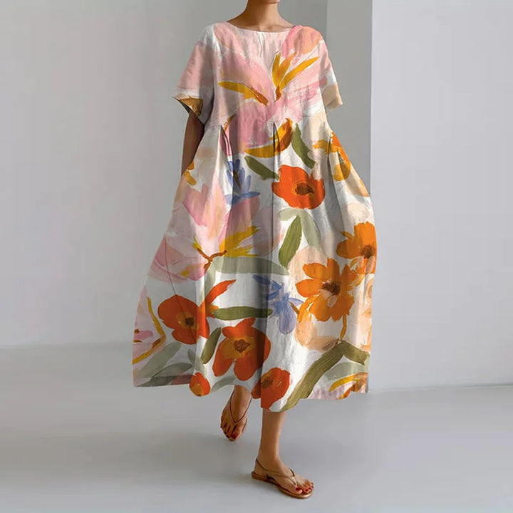 Valentina | Langes Kleid mit Blumenmuster