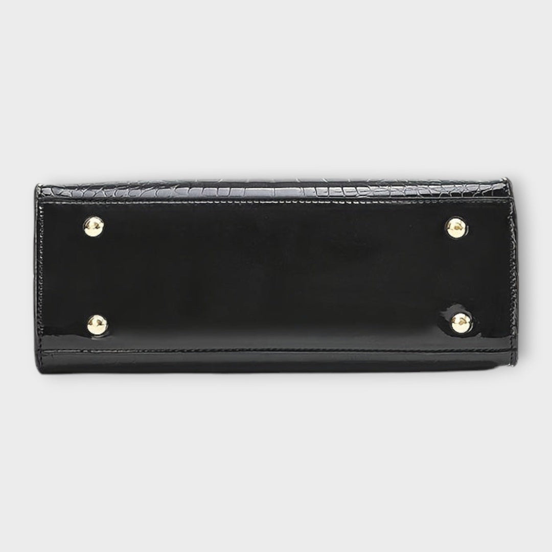 Myra | Glänzendes Krokodilledermuster Handtasche
