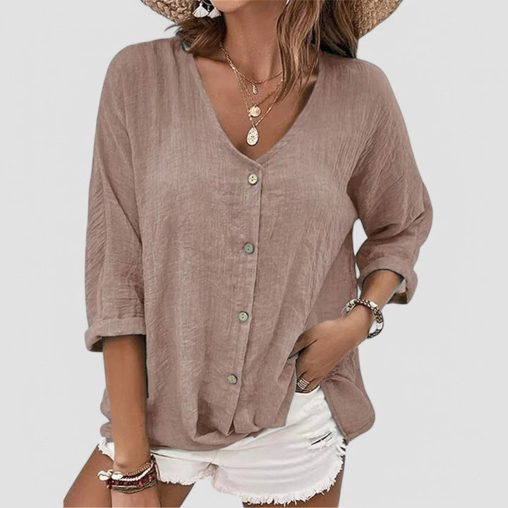Elena | Handgemachte Bluse mit V-Ausschnitt