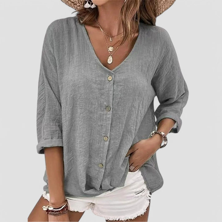 Elena | Handgemachte Bluse mit V-Ausschnitt