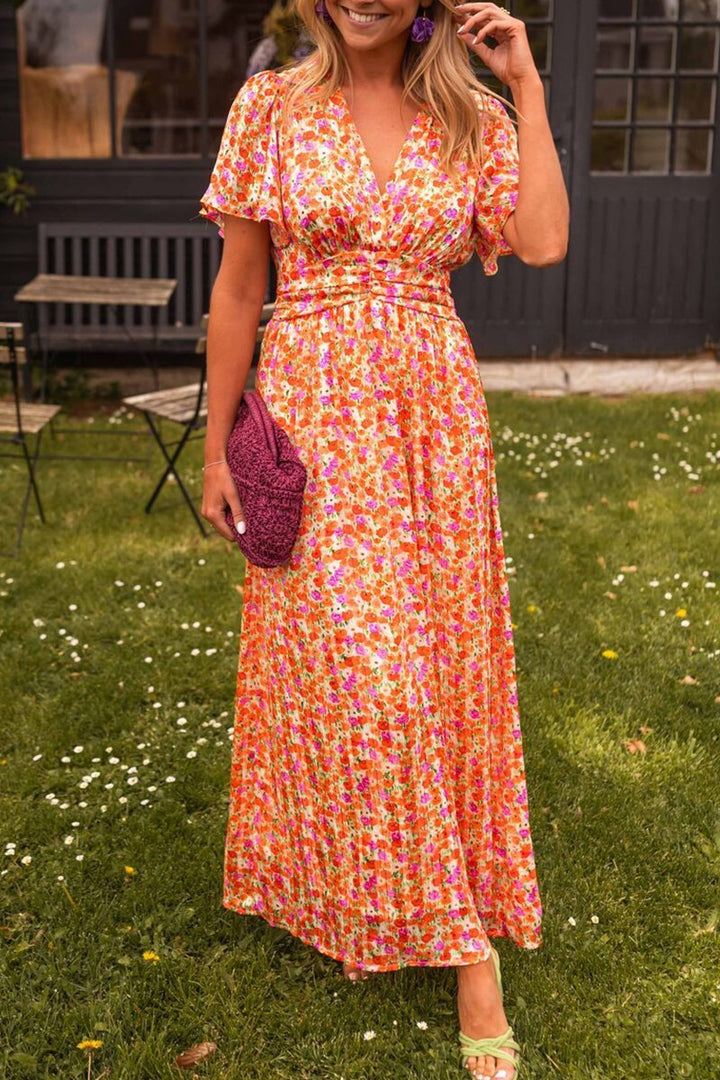 Mariella | Langes Kleid mit Blumenmuster