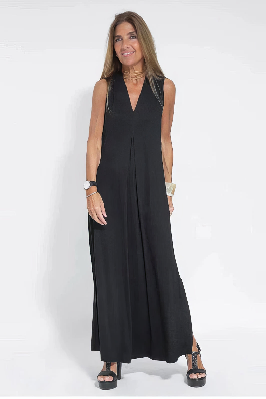 Elise | Langes Kleid Premium mit V-Ausschnitt