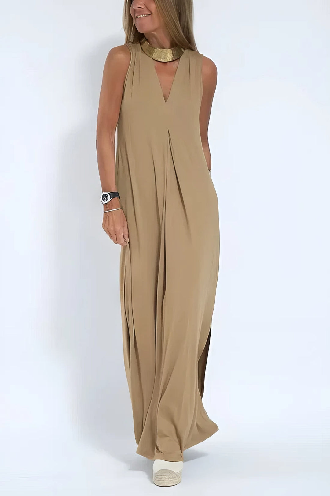 Elise | Langes Kleid Premium mit V-Ausschnitt