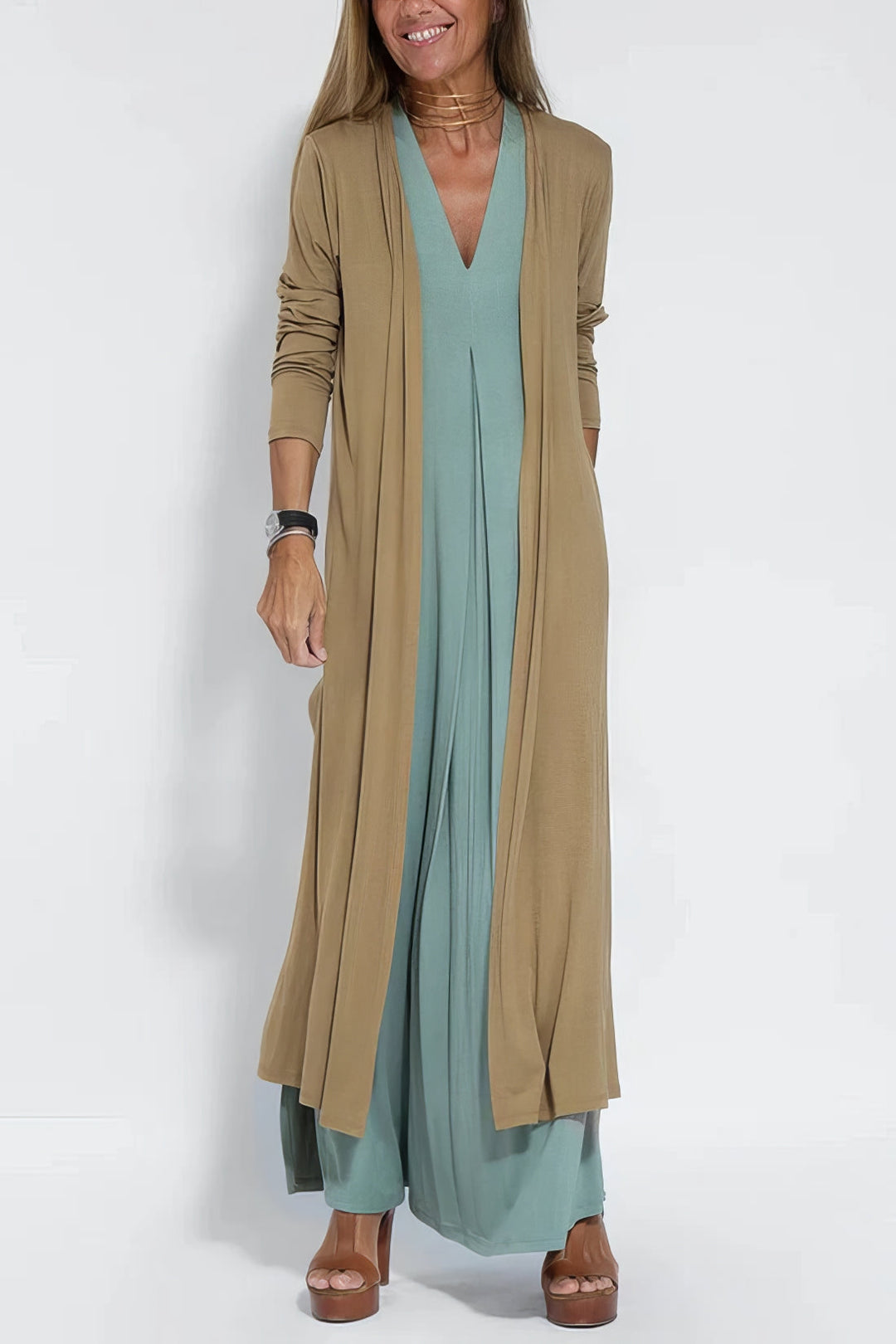 Elise | Langes Kleid Premium mit V-Ausschnitt