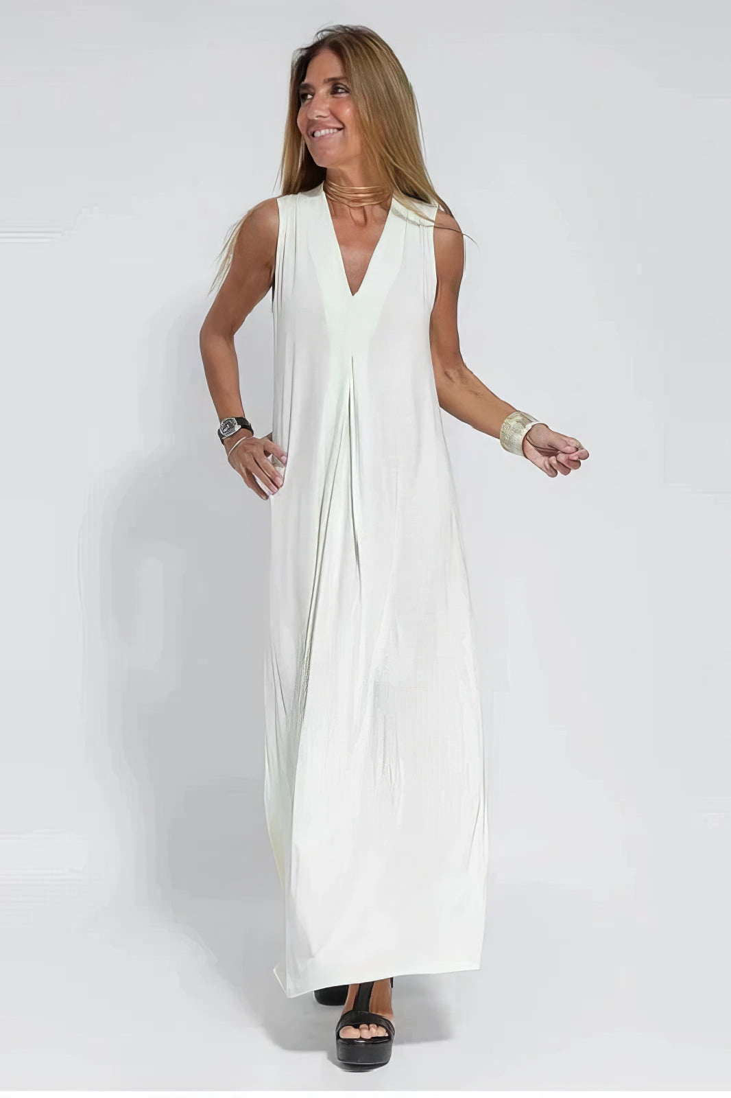 Elise | Langes Kleid Premium mit V-Ausschnitt